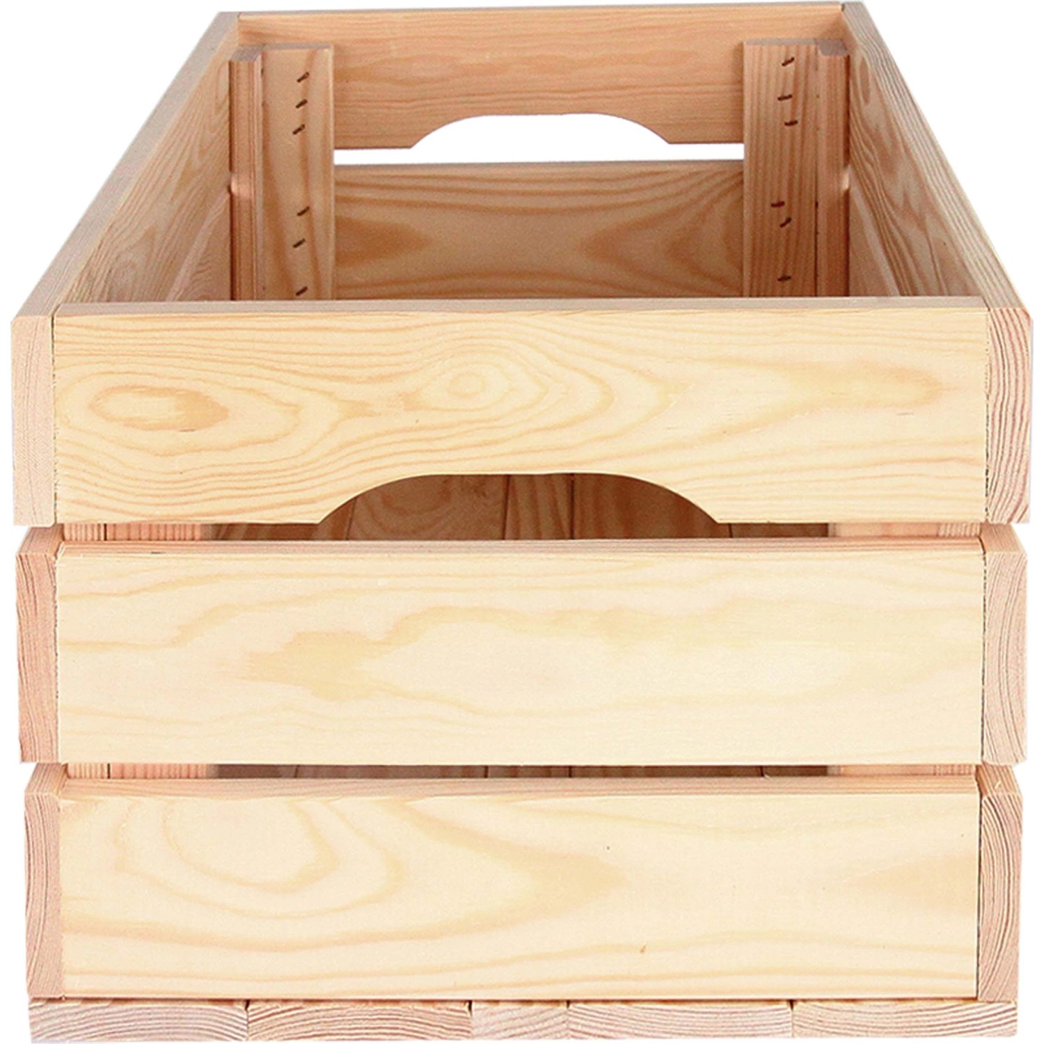 Große, unbehandelte Holz-Allzweckkiste (20,5 l) mit Tragegriffen. Ideal zur Aufbewahrung.