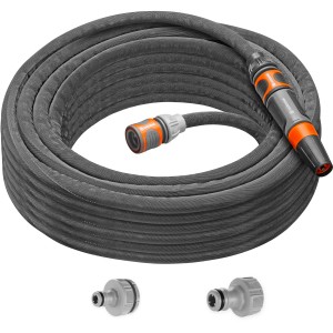 Gardena Liano Life 15m Gartenschlauch-Set mit Spritze und Hahnverbindern, grau.