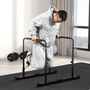 Schwarze SPORTNOW Dip Barren im 2er Set, höhenverstellbar, für Dips und Eigengewichtsübungen.