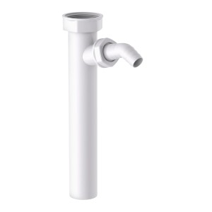 Weißes Kirchhoff Tauchrohr, 250 mm, mit Geräteanschluss für DN 40 Siphon.