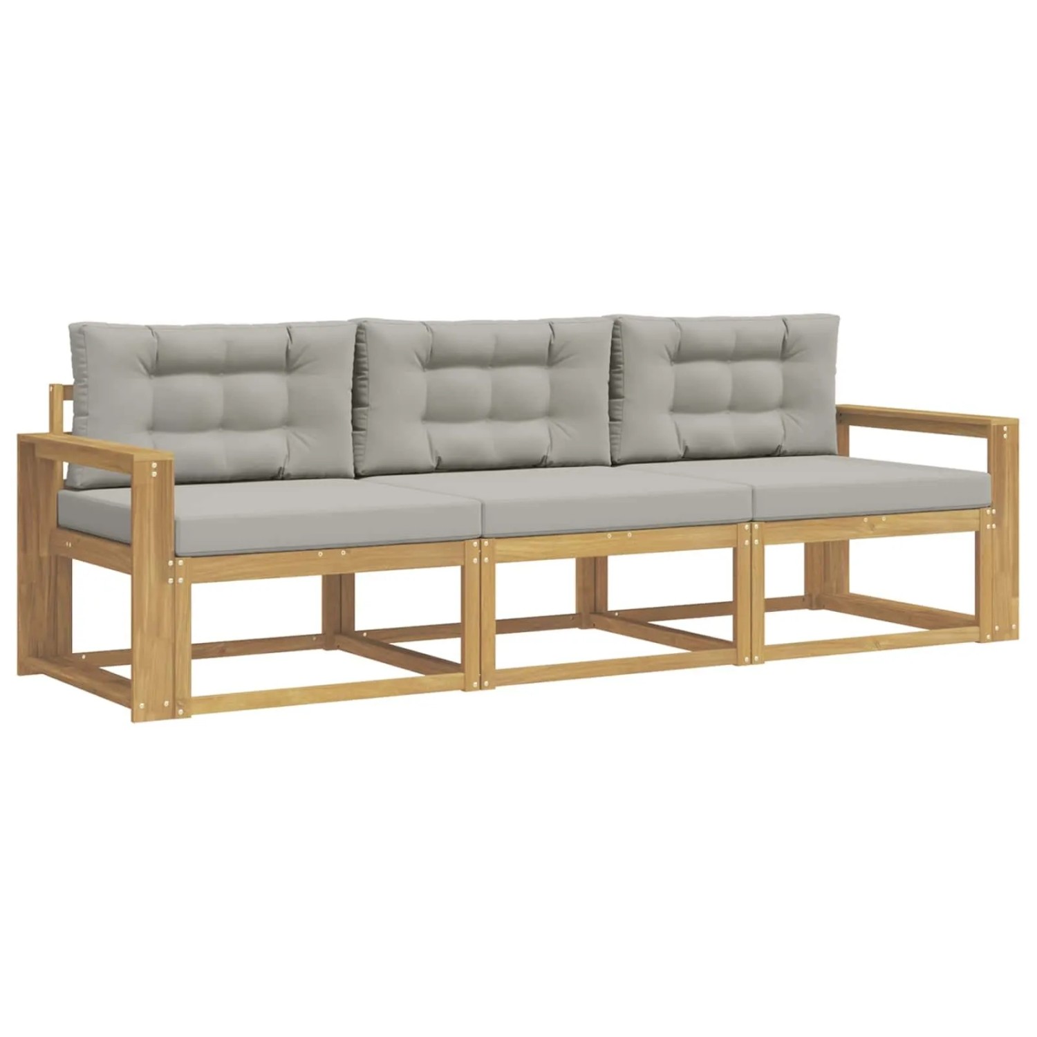 vidaXL Outdoor-Sofagarnitur 3 Stk Weiß und Hellgrau Polyester 3385995