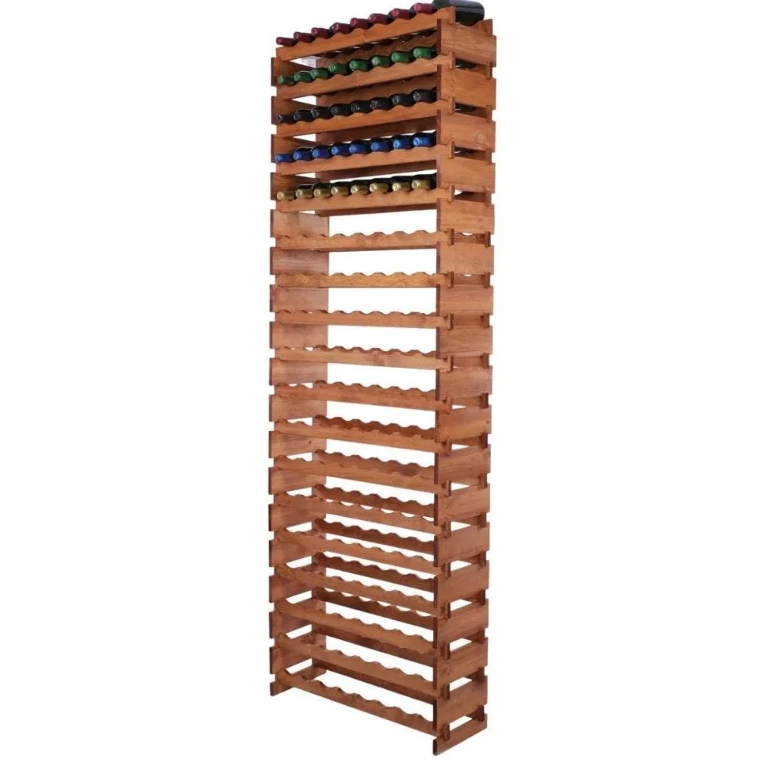 PROREGAL Weinregal VINOTECA FLEX PRO HxBxT 247x84x28cm 144 Flaschen Auf 18 Ebenen Massives Kiefernholz Braun Geölt
