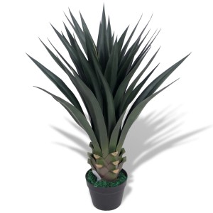 Grüne, künstliche Yucca-Pflanze (85 cm) im Topf, ideal als Deko für Zuhause oder Büro.