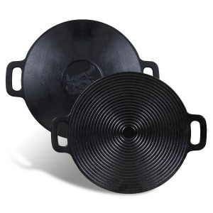 CCLIFE Grillpfanne, koreanische Gusseisen Grillplatte, rund, für Grillutensilien.