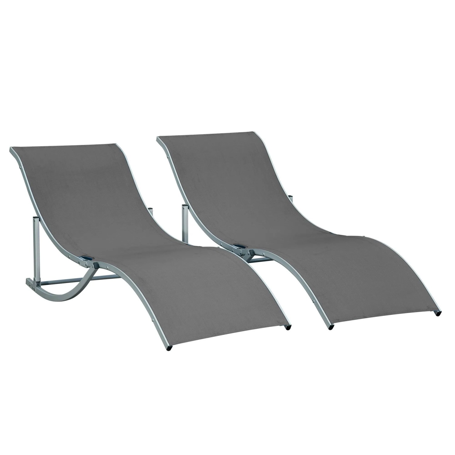 Furnicato 2er Set Sonnenliege Gartenliegen Stoffliege Aluminium 165x61x63 Cm Dunkelgrau