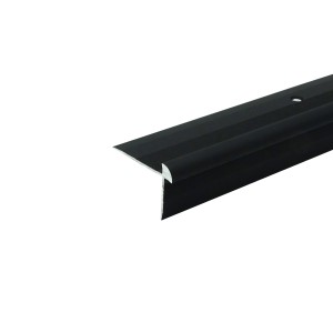Schwarzes Döllken Winkel-Abschlussprofil aus Aluminium für LVT-Böden, 1000 mm lang.