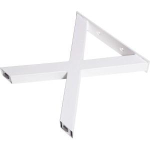 Weißes Bankgestell in X-Form, 400x420 mm, für Möbelbau und DIY-Projekte.