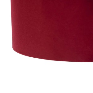 Detailaufnahme: Roter Velours Lampenschirm mit Gold-Innenseite der Hängelampe Blitz II von QAZQA.
