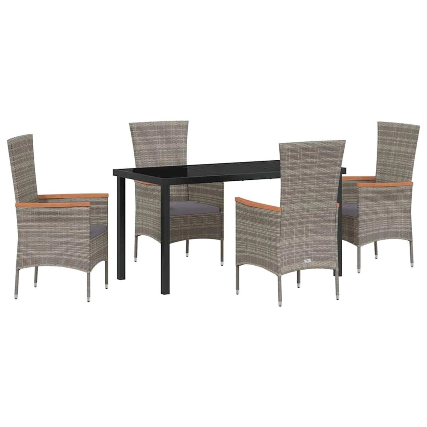 vidaXL Garten Essgruppe mit Kissen 5-Tlg Grau Poly Rattan 3379431 günstig online kaufen