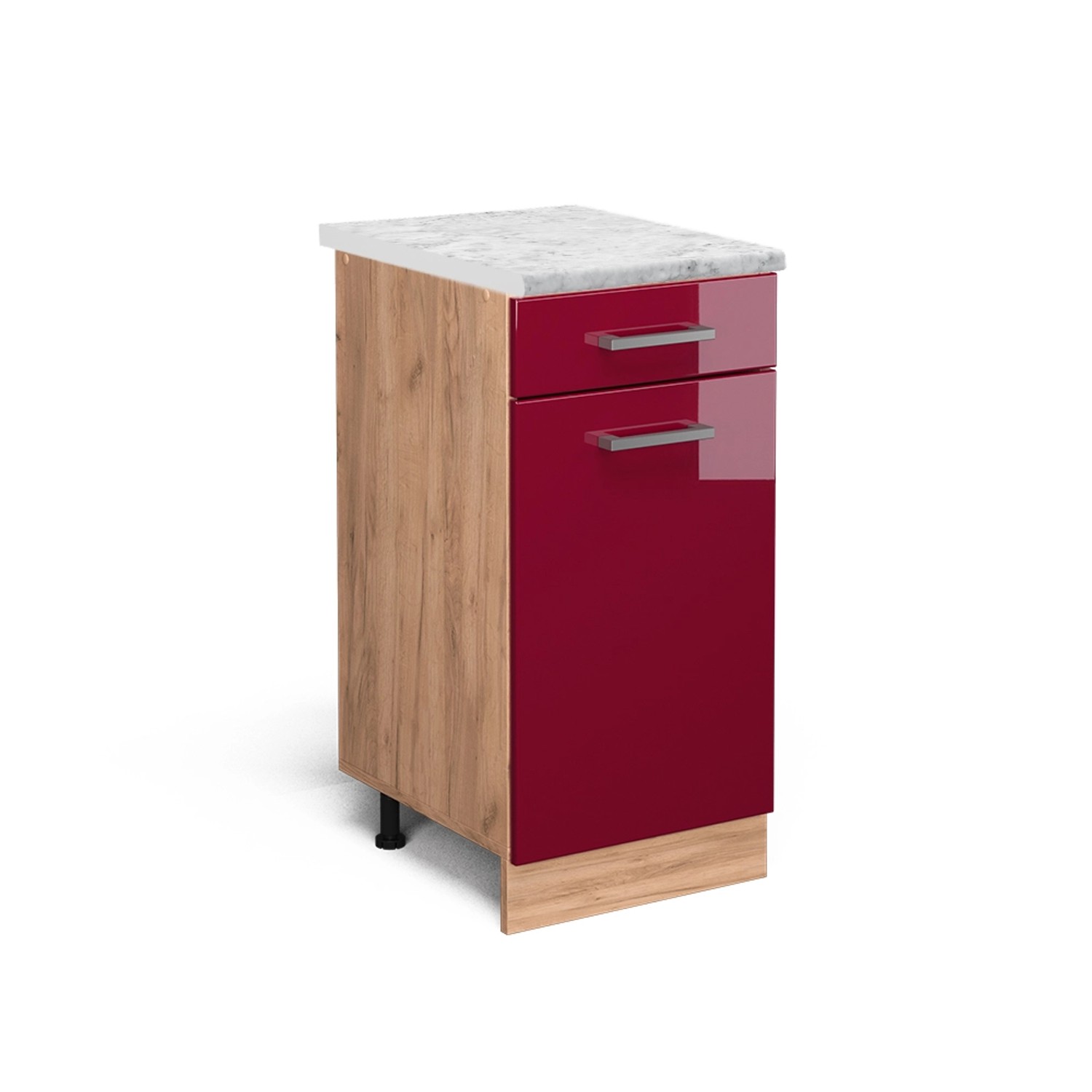 Thumbnail - Vicco Küchenunterschrank R-Line Schubladenschrank für die Küche Bordeaux Hochglanz 40 cm AP Marmor