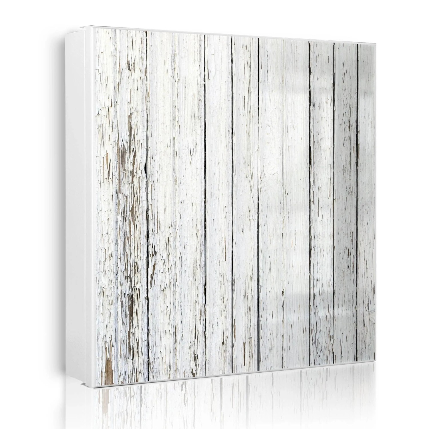 Banjado Großer Schlüsselkasten Metall 30x30cm Weiß Scharnier Links 50 Haken Beschreibbar Magnetisch Motiv Weißer Bretterzaun