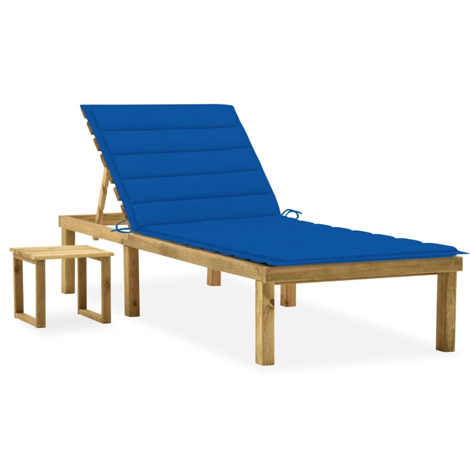 vidaXL Garten-Sonnenliege mit Tisch und Auflage Kiefer Imprägniert Königsblau