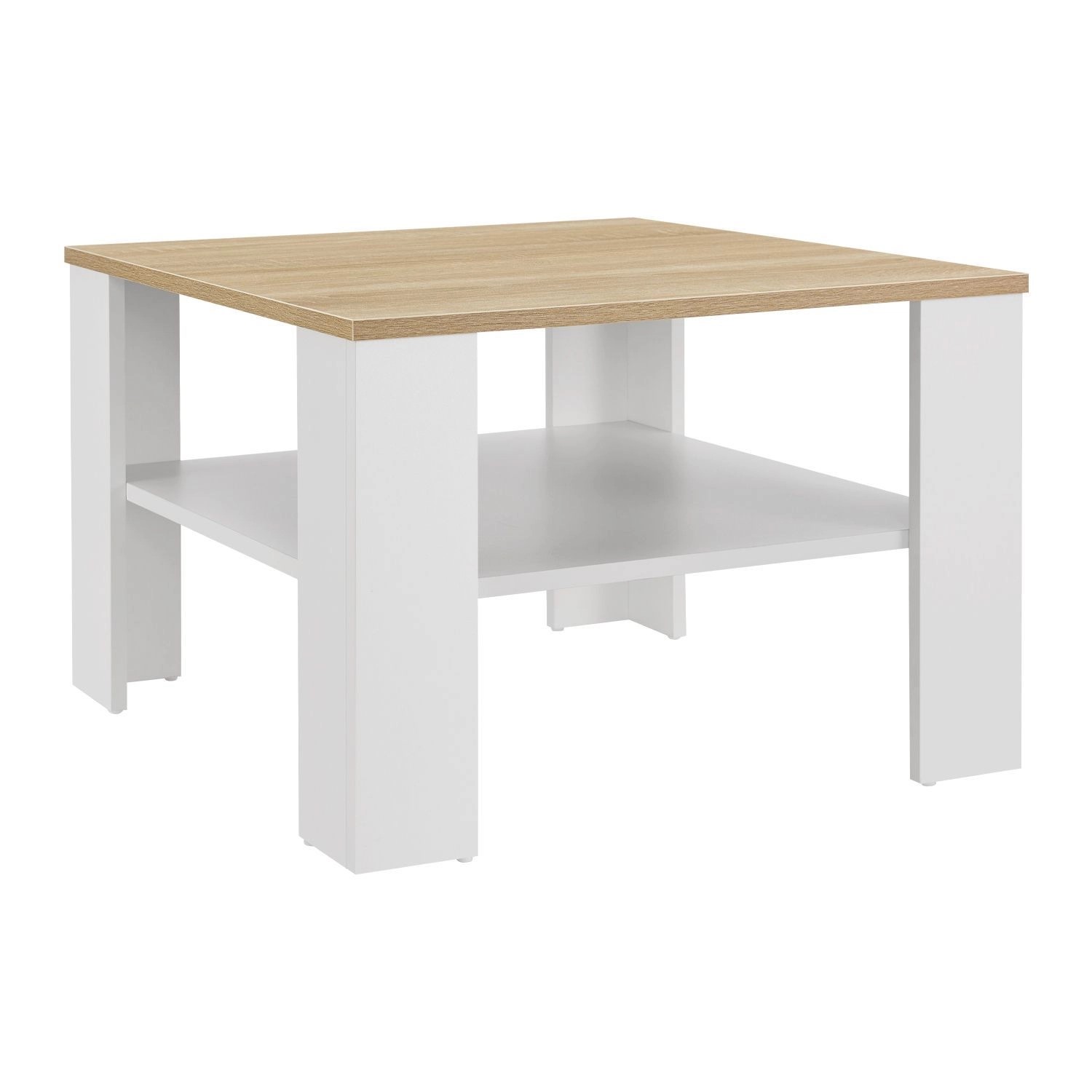 Juskys Couchtisch 60 x 60 x 40 cm mit Ablage Weiß Holzoptik