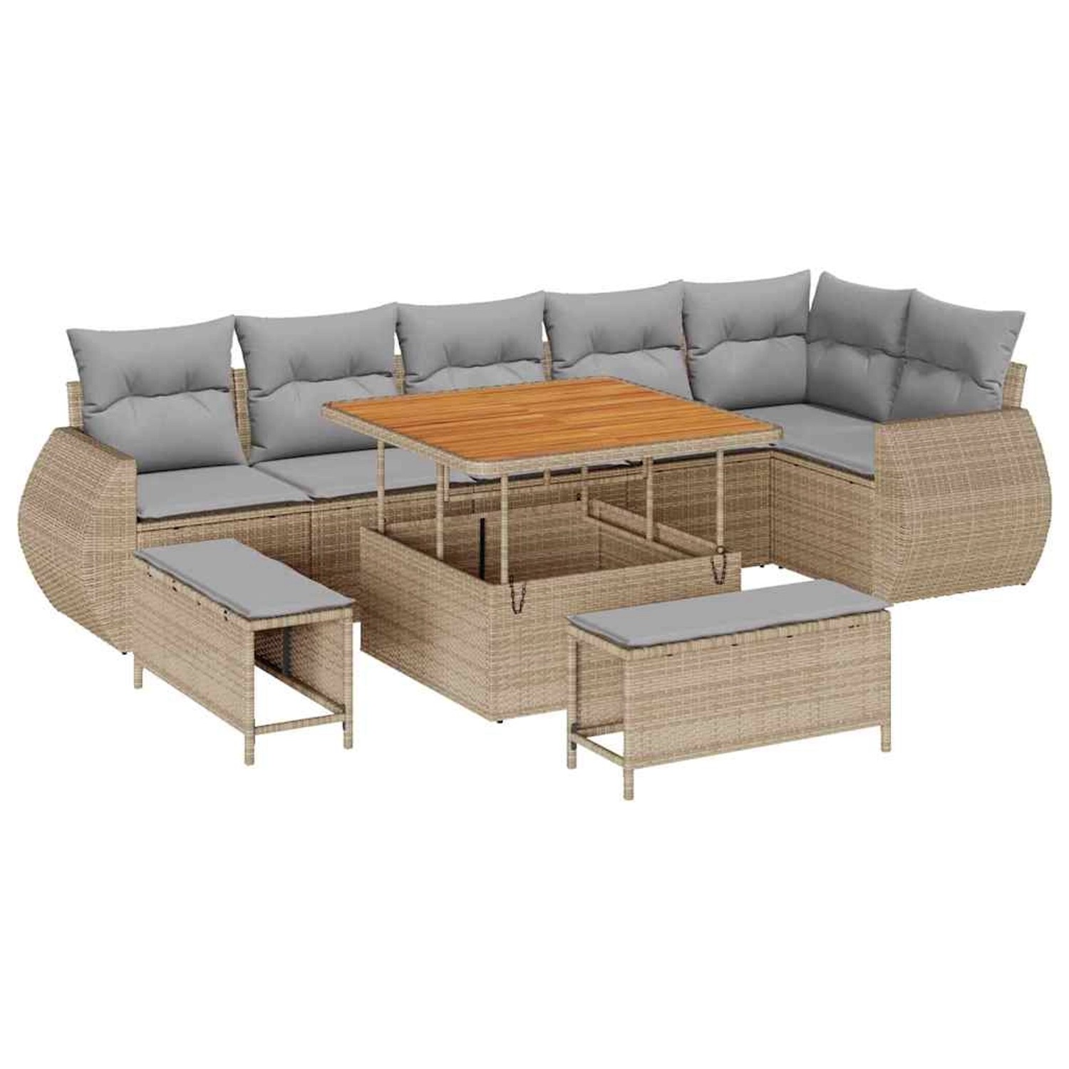 vidaXL Garten-Sofa-Set 9-Tlg Beige Poly Rattan 3361887 günstig online kaufen