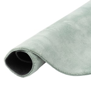 Gerollter, runder, grüner Fellteppich Pergamon Luxus Super Soft (160x160cm).