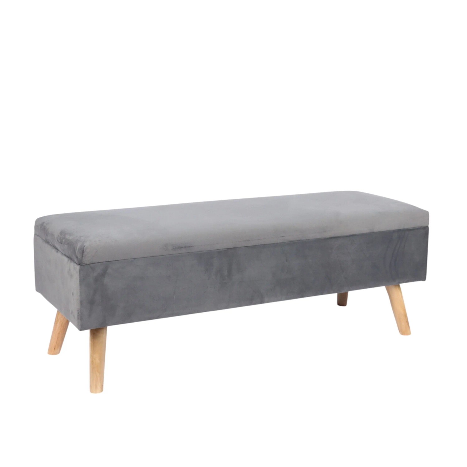 Relaxdays Sitzbank Samt Eukalyptusholz Dunkelgrau mit Stauraum Klappbar 40 cm x 110 cm x 40 cm 14,3 kg