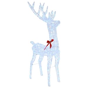 vidaXL Rentier Zieh Schlitten Kaltweiß 70 x 26 x 128,5 cm Acryl 42019076