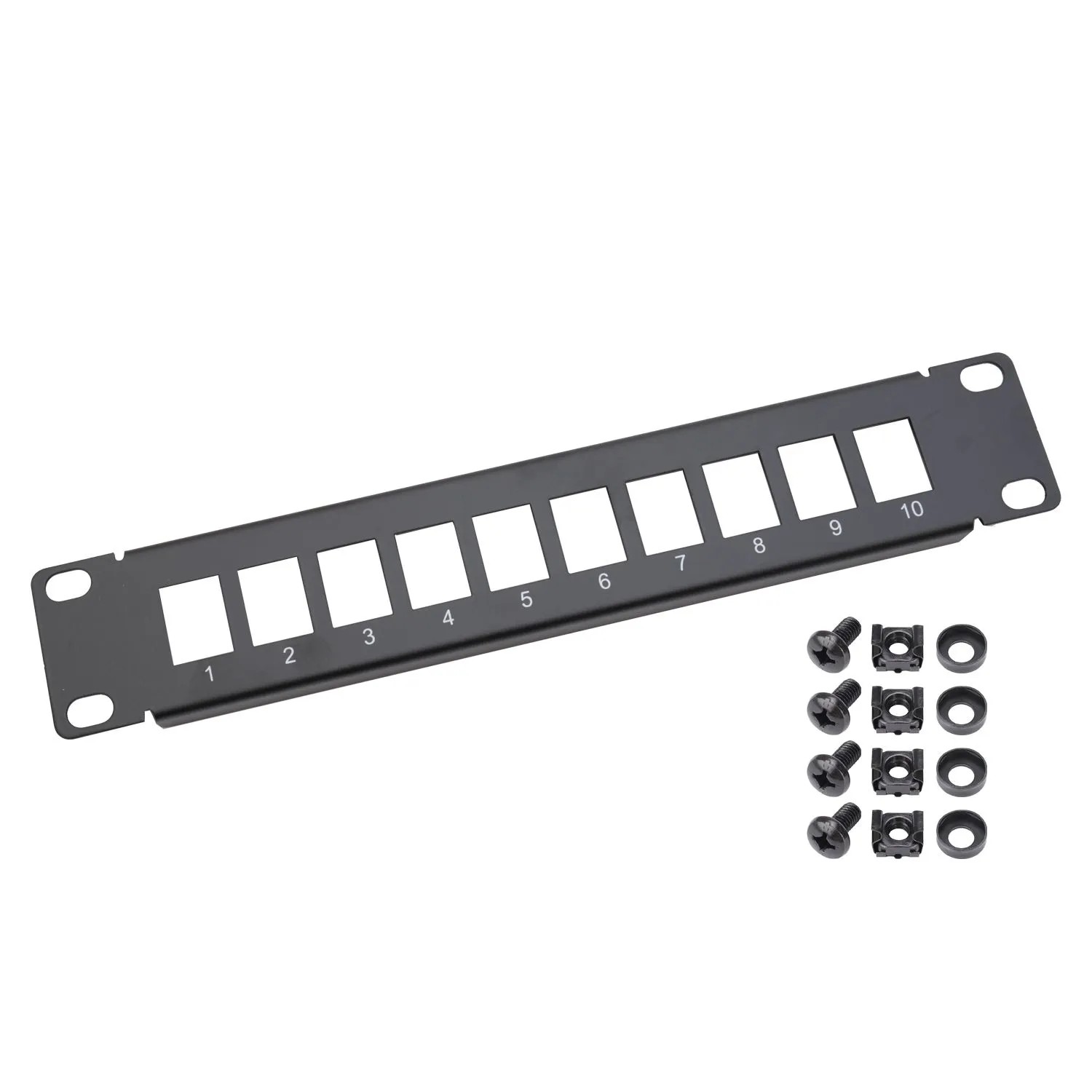 HMF 63345 UTP Keystone-Patchpanel für Serverschrank 10 Ports RJ45 10 Zoll 1 HE Schwarz