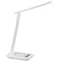 Weiße LED-Tischlampe Cyberglow, 31,6 cm hoch, mit verstellbarem Kopf und Fuß mit Wireless Charging.