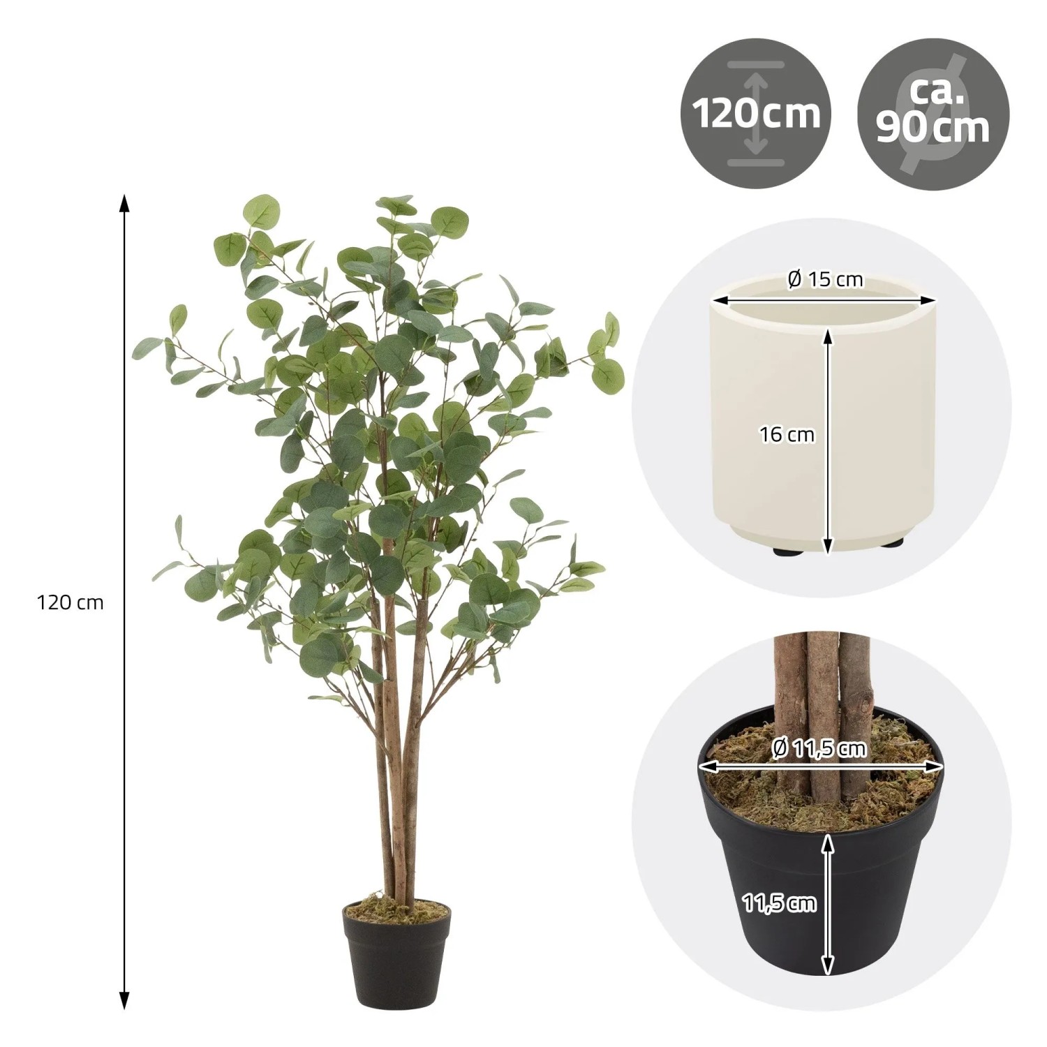 ML-Design Eukalyptus Kunstpflanze 120 cm kaufen bei OBI
