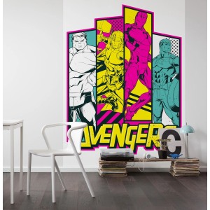Sanders & Sanders Fototapete "Die Rächer Flash" (200x280cm) mit Hulk, Thor, Iron Man und Captain America.