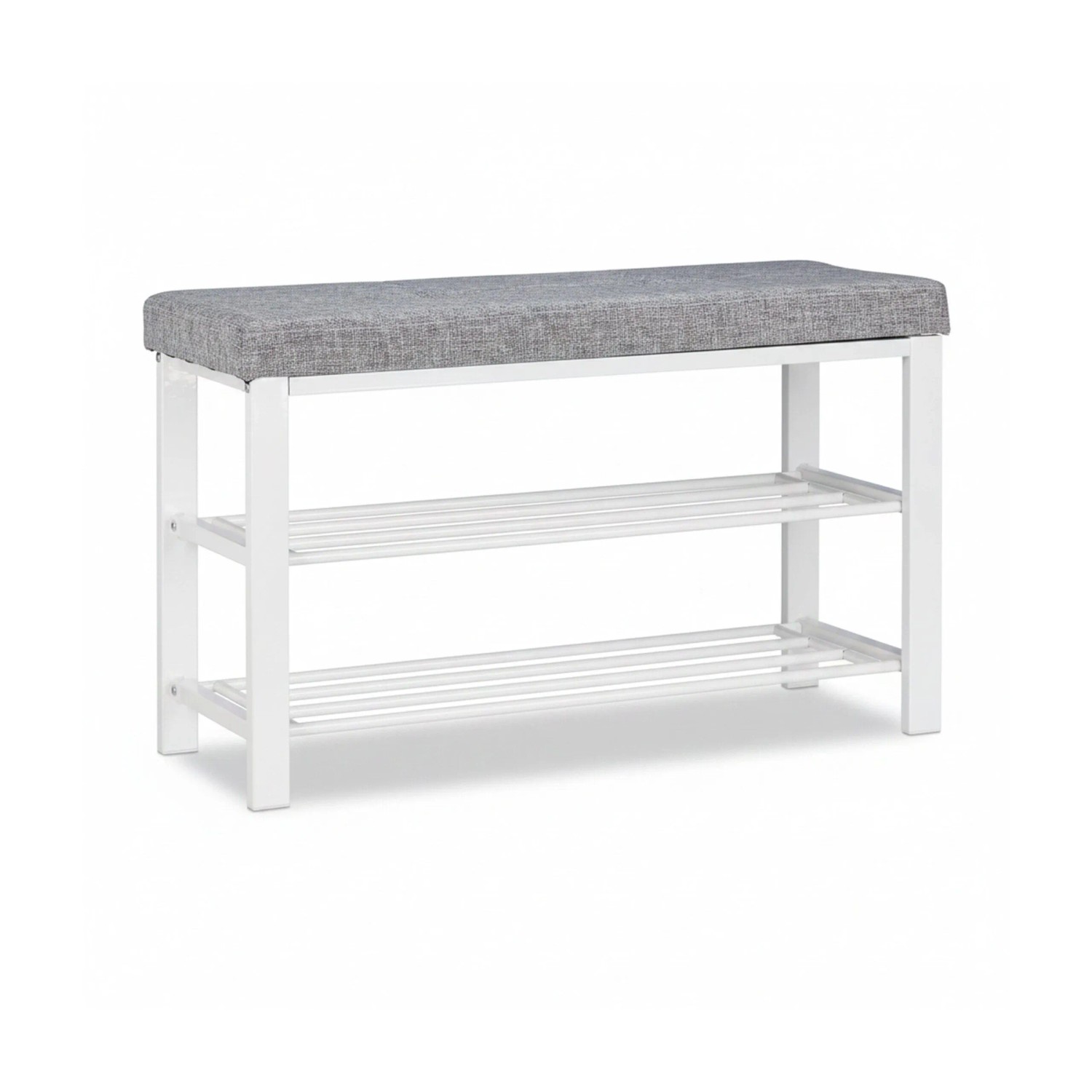 Relaxdays Schuhbank Stoff Metall MDF Grau Mit Polster 50 cm x 81 cm x 32 cm 6,6 kg