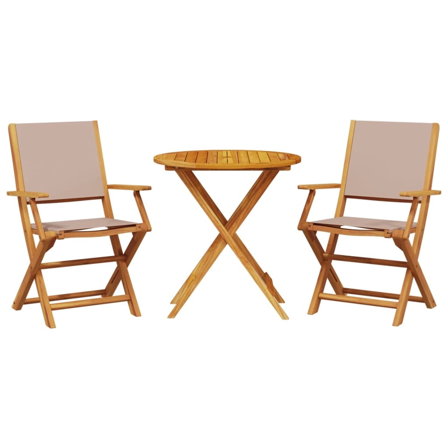 vidaXL 3-tlg Bistro-Set Taupe Stoff und Massivholz Modell 2