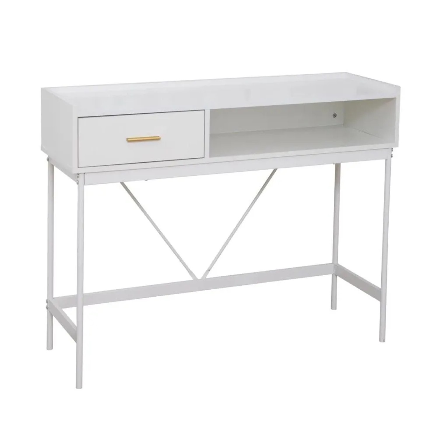 Svita Valeo Konsolentisch Schmal Mit Ablage Standregal Flurtisch Mit Schublade Weiß