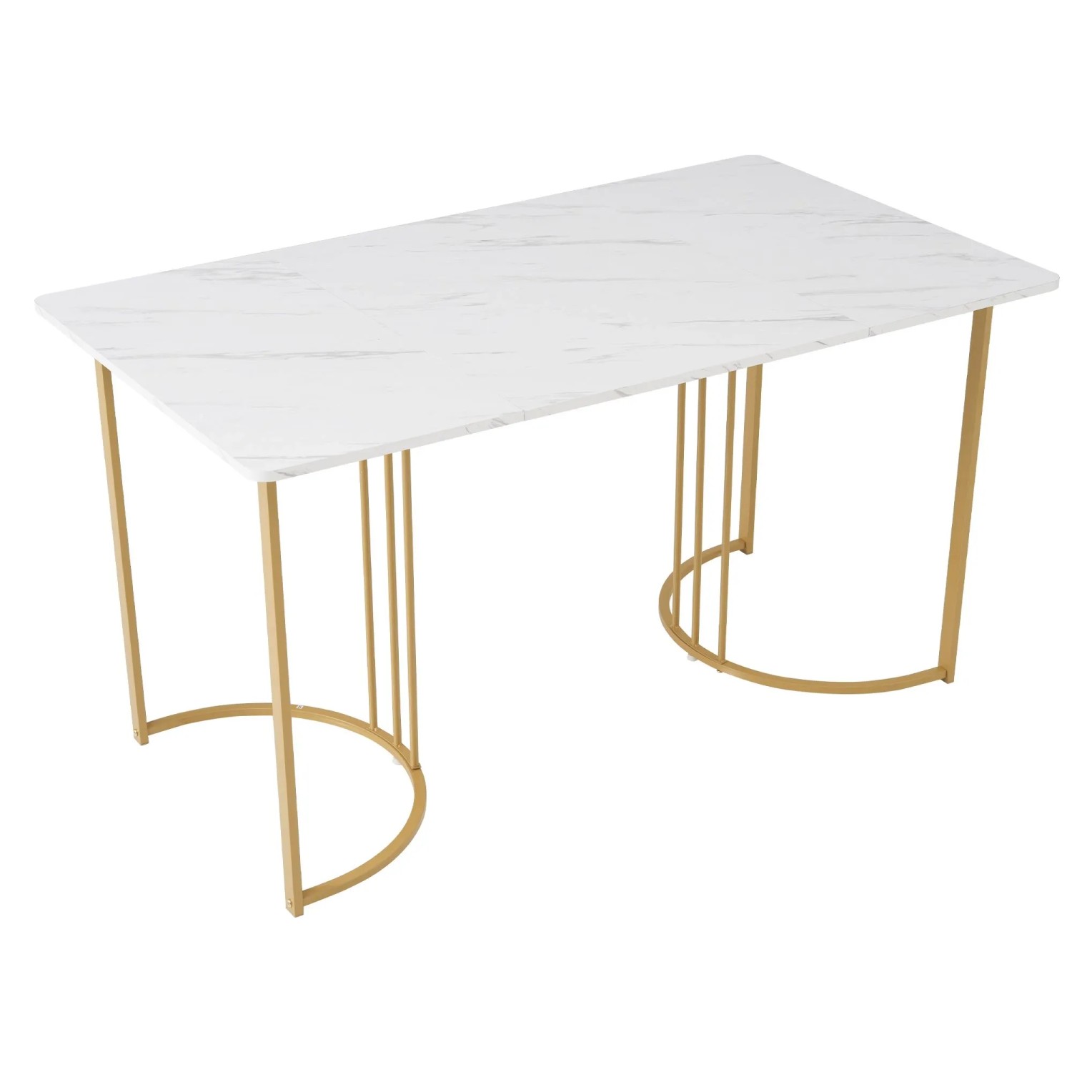 Merax Esstisch 140x80 Weiß Gold Marmormuster