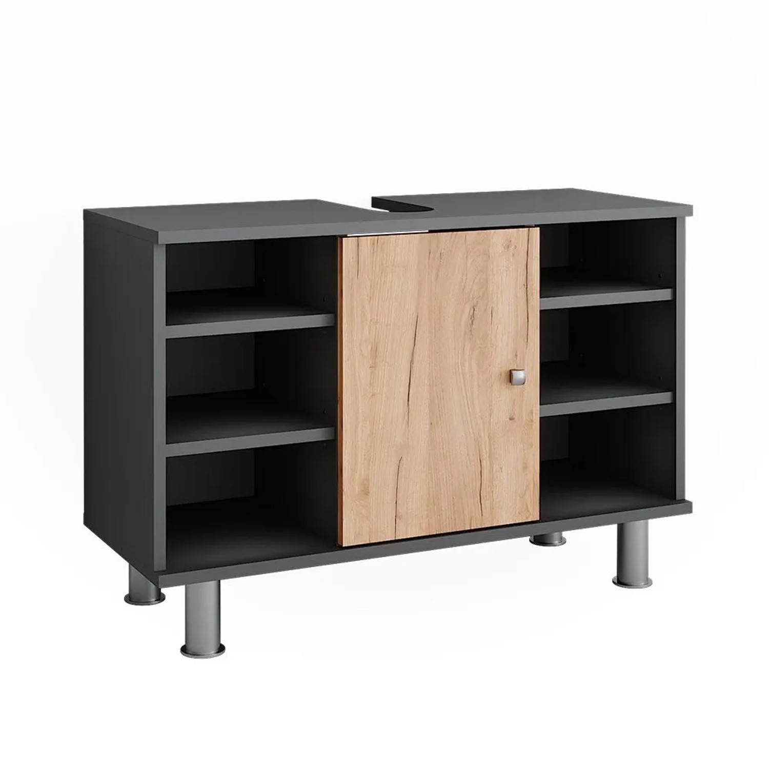 Vicco Waschbeckenunterschrank Fynn Anthrazit Goldkraft Eiche 80 x 54