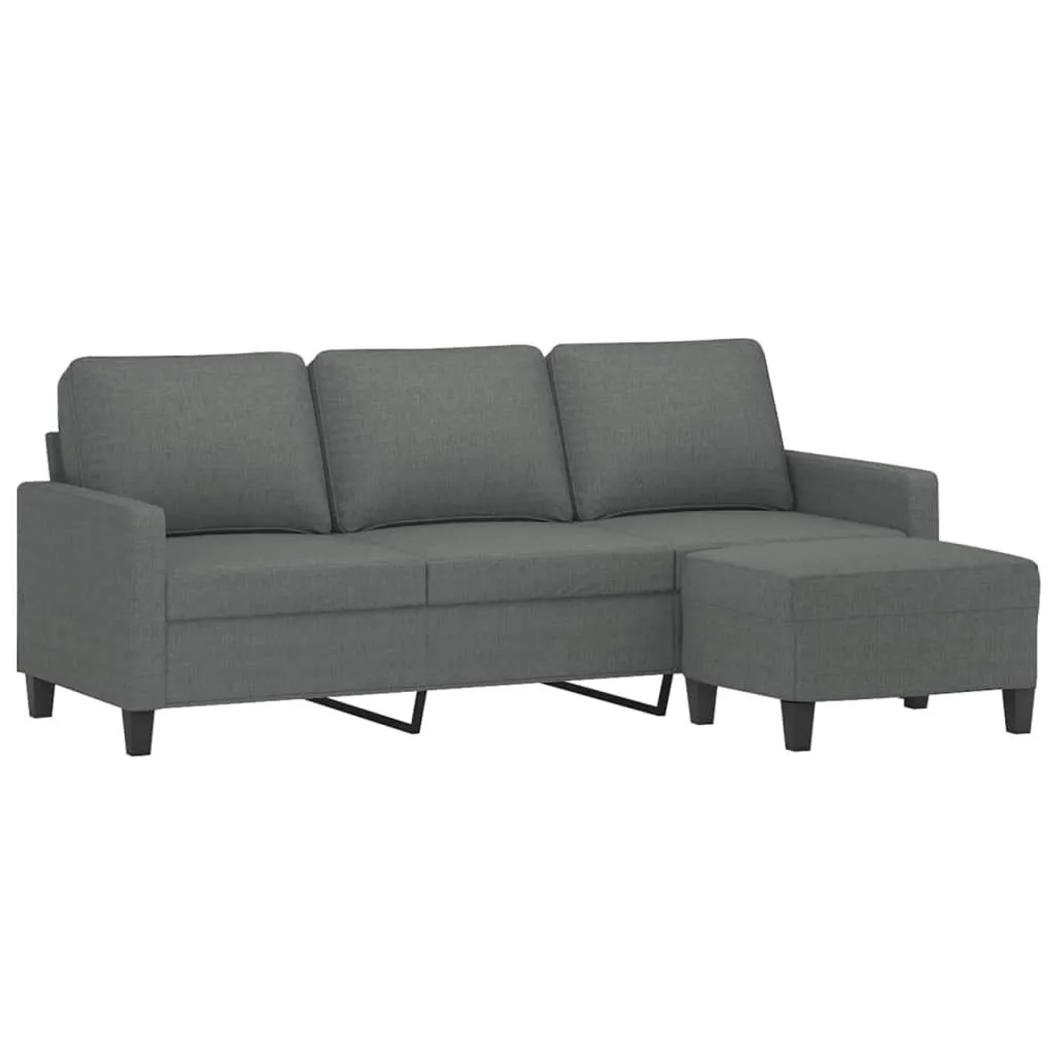 vidaXL 3-Sitzer-Sofa mit Hocker Dunkelgrau 180 cm Stoff 3201038