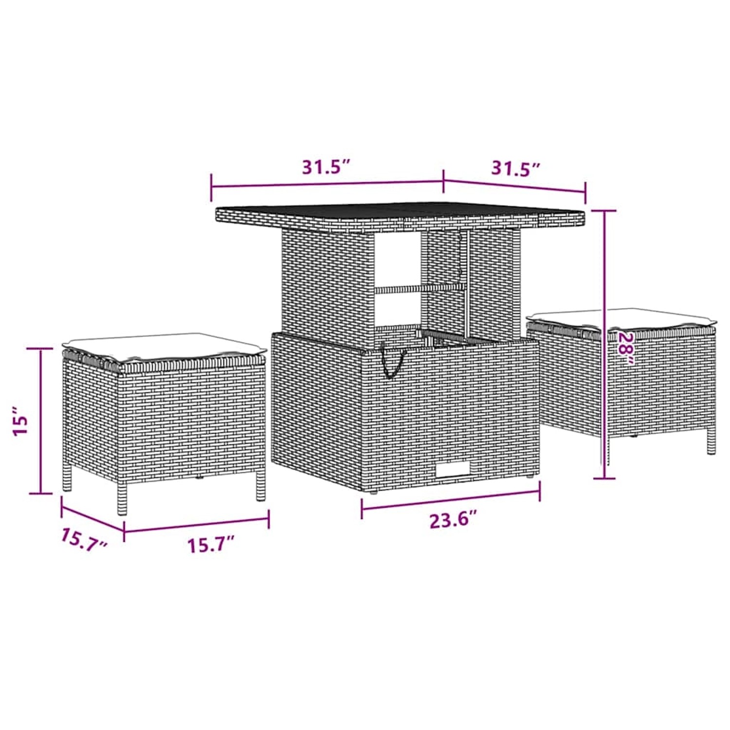 vidaXL Garten-Sofa-Set, 8-teilig, schwarz, Poly Rattan, Akazie, mit Kissen. Gartenmöbel für Terrasse und Balkon.