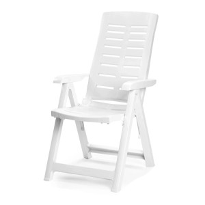 Weißer, 5-fach verstellbarer Mojawo Klappstuhl/Campingsessel für Garten, Terrasse und Balkon.