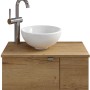 Pelipal Einzelwaschtisch Serie 6915, 61 cm, Eiche Dekor mit rundem Aufsatzwaschbecken und Armatur.