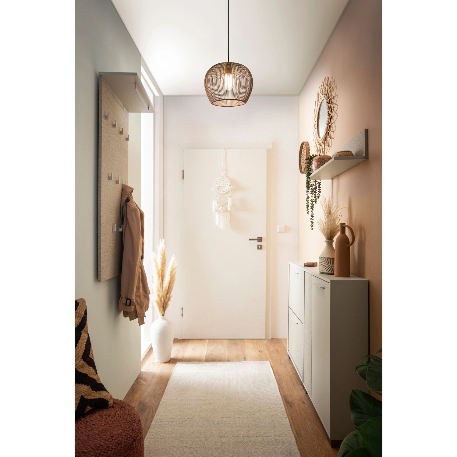 Schildmeyer Regal-Set Edno Canasta, cremebeige, 2-teilig, an der Wand im Flur.