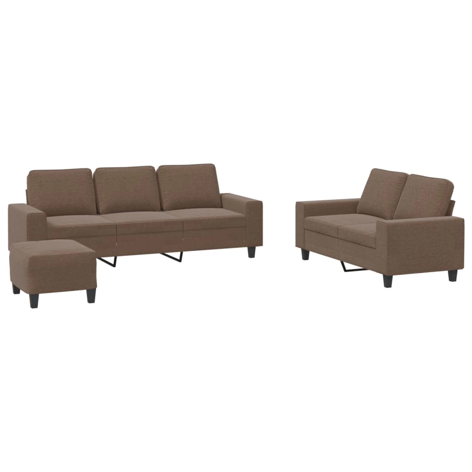vidaXL 3-Tlg Sofagarnitur Braun Stoff 2160623 günstig online kaufen