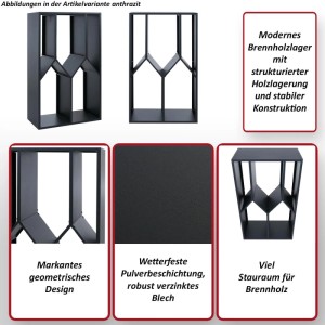Grünes MCW Brennholzlager P76 aus Metall, 160x95x50cm, für Ordnung im Garten.
