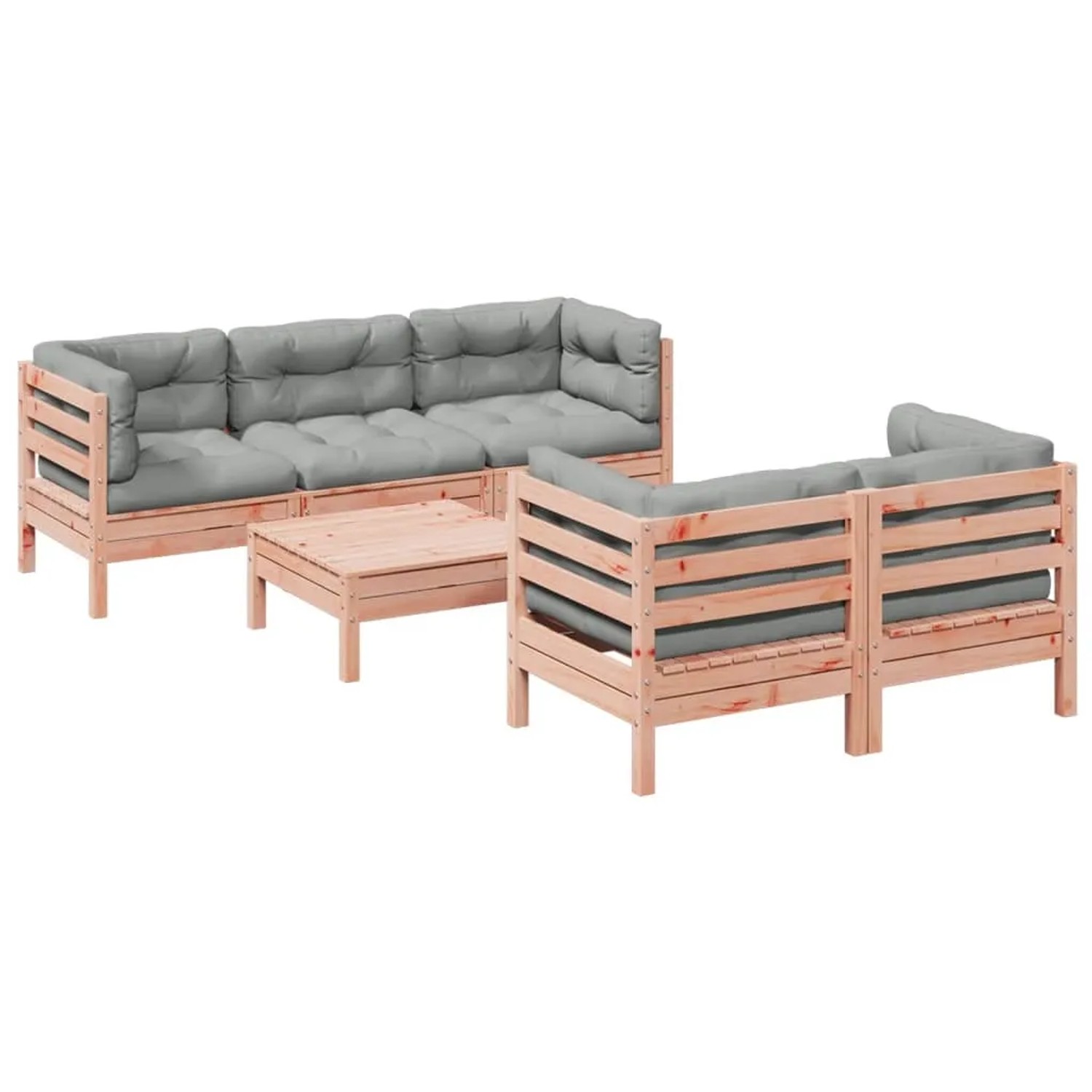 vidaXL 6-Tlg Garten-Sofagarnitur mit Kissen Massivholz Douglasie 3299295 günstig online kaufen