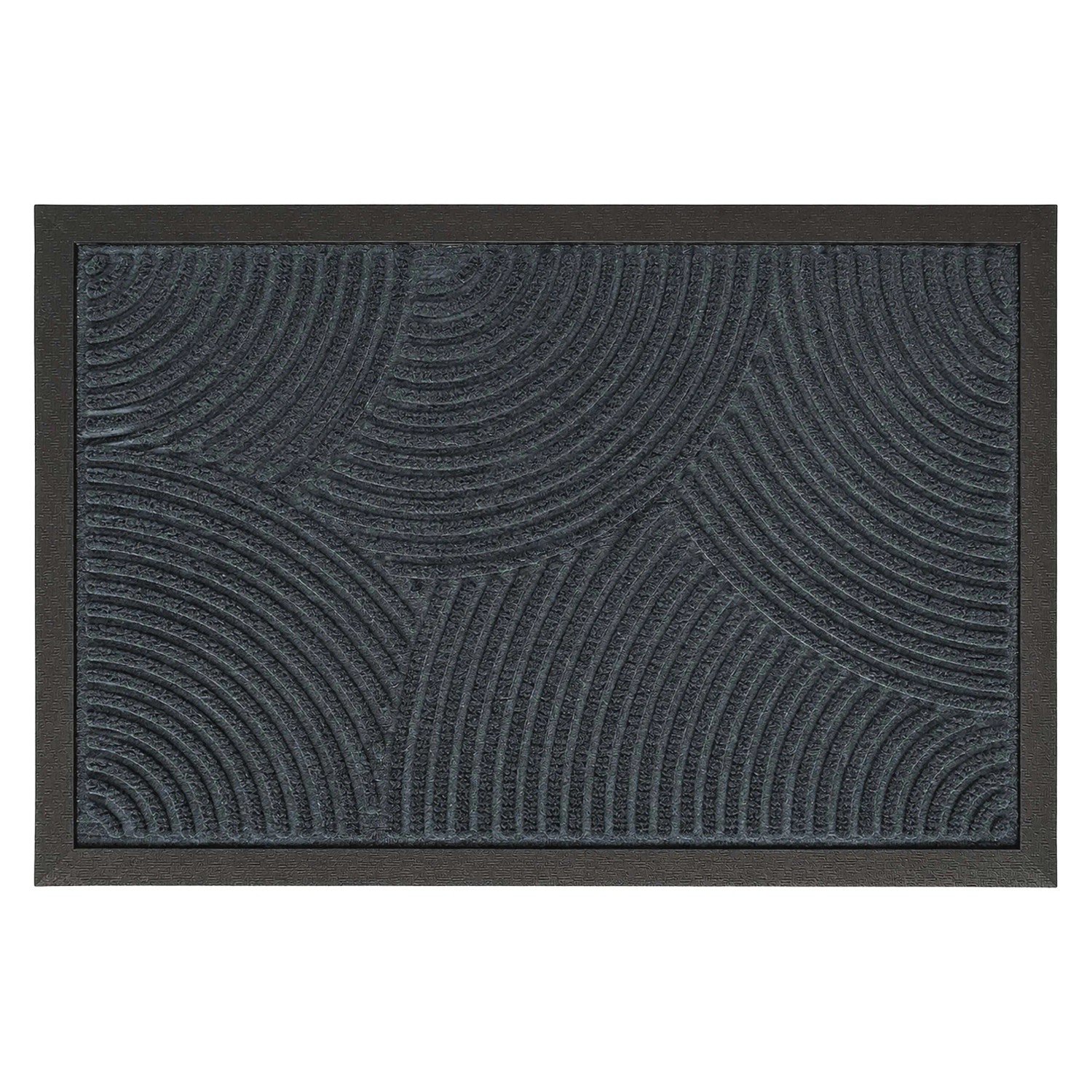 Relaxdays Fußmatte Polypropylen Grau Wellen Rutschfest 60 cm x 40 cm x 1 cm 1,4 kg