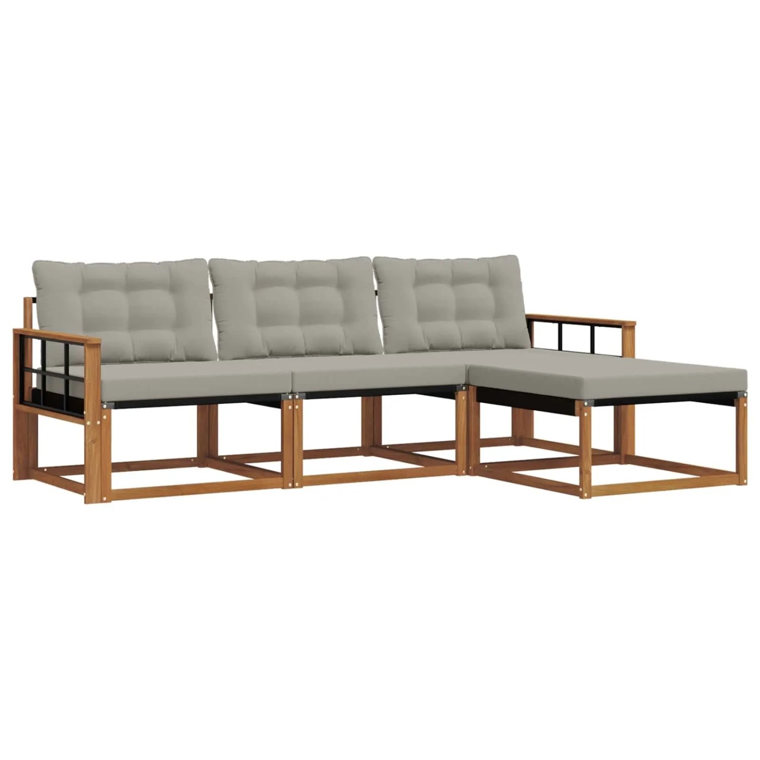 vidaXL Outdoor-Sofagarnitur mit Kissen 4-Tlg Natur und Hellgrau 3369342