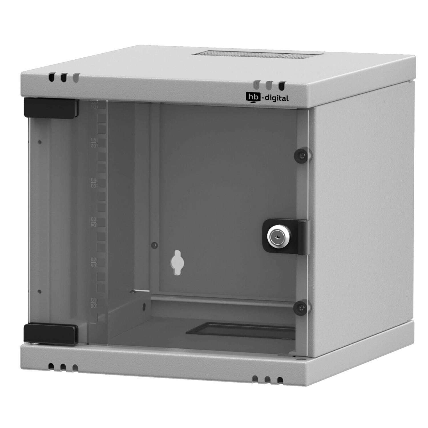 hb-digital Netzwerkschrank 10 Zoll 6HE Wandgehäuse 330x312x300 mm Hellgrau
