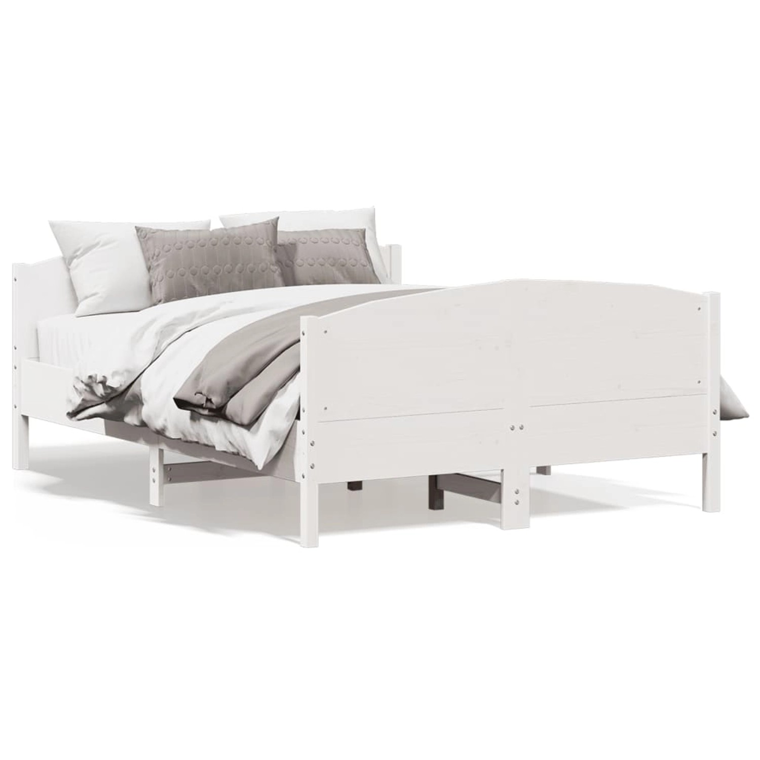 vidaXL Massivholzbett ohne Matratze Weiß 150x200 cm Kiefernholz 3216171 günstig online kaufen