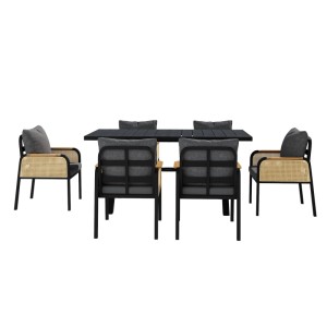okwish Gartenmöbel Lounge für Mehrere Personen mit Geflochtene Armlehnen und Inklusive Sitzkissen Schwarz