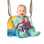Fröhliches Baby in bunter Outsunny Babyschaukel mit verstellbaren Seilen.