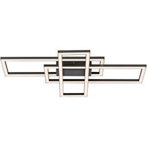 Moderne LED-Deckenleuchte Iven in Schwarz mit geometrischem Design für Wohnräume.