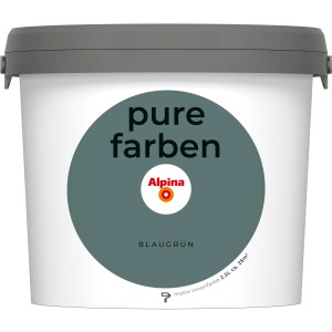 Eimer Alpina Pure Farben Wandfarbe Blaugrün, 2,5 l, matte Innenfarbe.