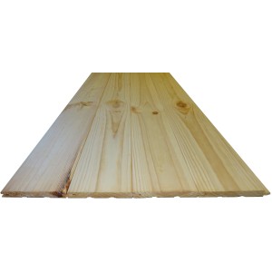 Unbehandeltes Profilbrett Fase B-Sortierung, 11x96x2000 mm, aus hellem Kiefernholz.