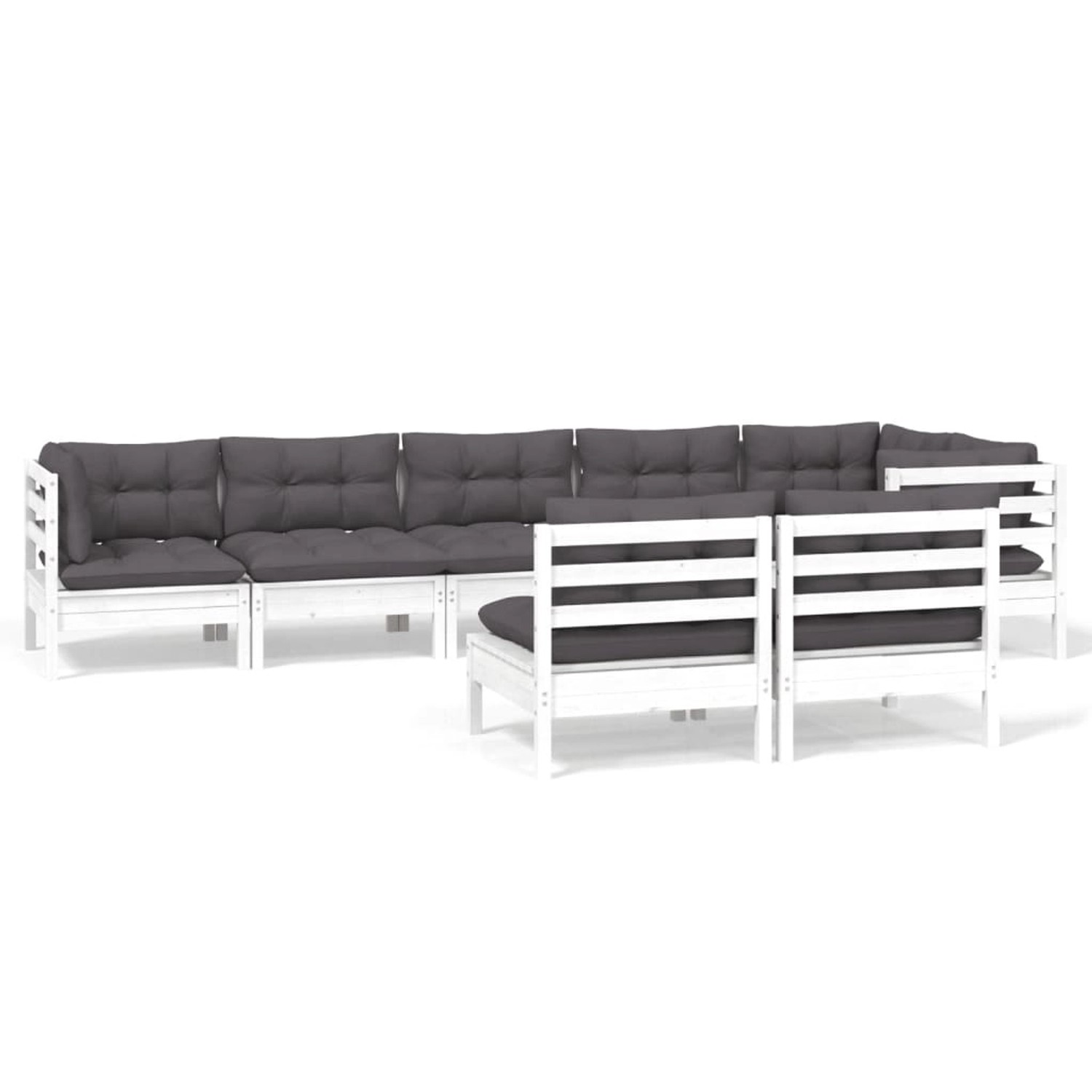 vidaXL 8-Tlg Garten-Lounge-Set mit Kissen Weiß Kiefer Massivholz 3096455