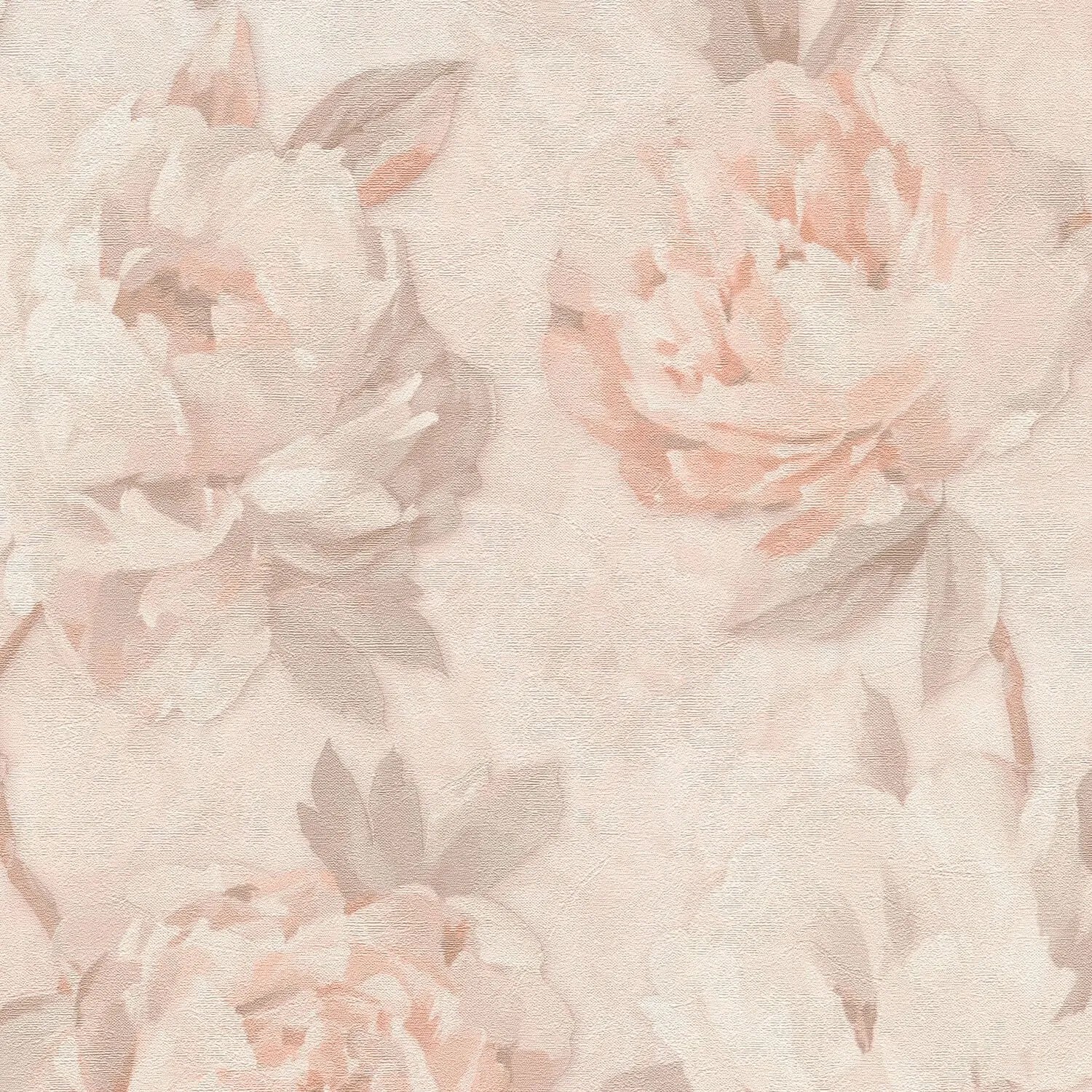 PROFHOME 791672-GU Blumen Tapete Floral Alt-Rosa Grau-Beige Creme-Weiß 0,53 m x 10,05 m 5,33 m2