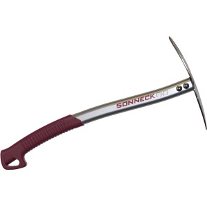 Hochbeet Kleinhaue, Gartenhandgerät mit rotem Griff und silbernem Metallschaft.